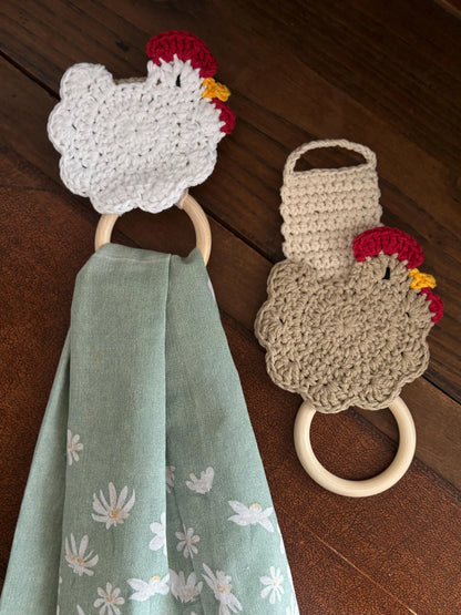 Chicken towel holder pattern pdf with photos + video tutorial