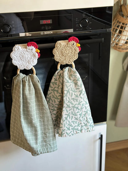 Chicken towel holder pattern pdf with photos + video tutorial