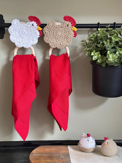 Chicken towel holder pattern pdf with photos + video tutorial
