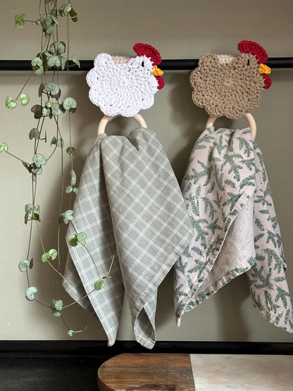 Chicken towel holder pattern pdf with photos + video tutorial