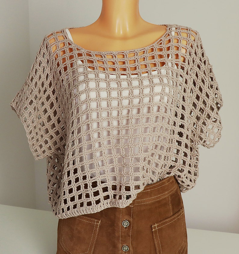Crochet Pattern for Easy Shirt, Crop Top, Summer Sweater "Square Dance" - Languages: English / German