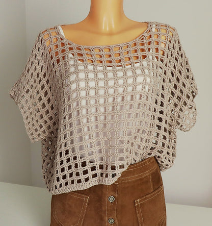Crochet Pattern for Easy Shirt, Crop Top, Summer Sweater "Square Dance" - Languages: English / German