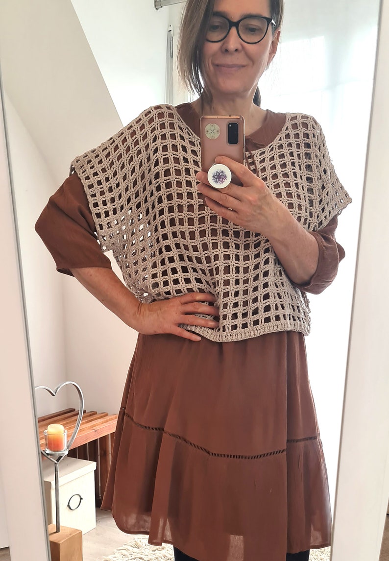 Crochet Pattern for Easy Shirt, Crop Top, Summer Sweater "Square Dance" - Languages: English / German