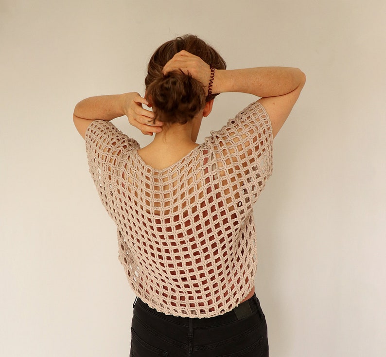 Crochet Pattern for Easy Shirt, Crop Top, Summer Sweater "Square Dance" - Languages: English / German