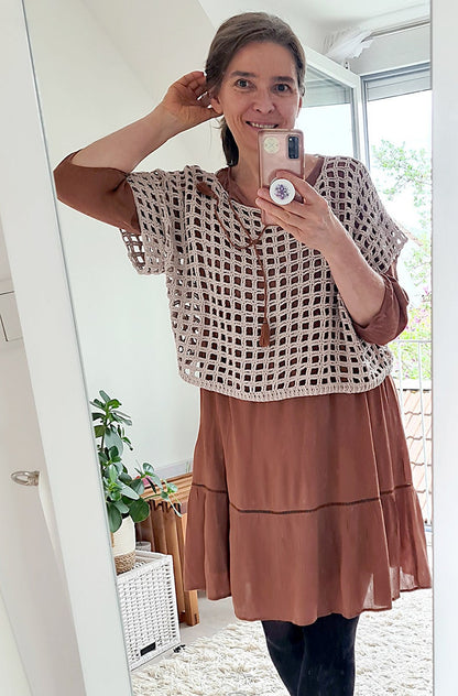 Crochet Pattern for Easy Shirt, Crop Top, Summer Sweater "Square Dance" - Languages: English / German