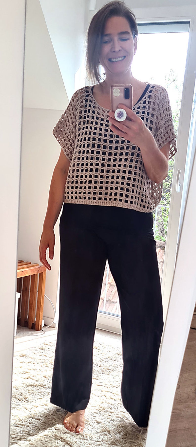 Crochet Pattern for Easy Shirt, Crop Top, Summer Sweater "Square Dance" - Languages: English / German