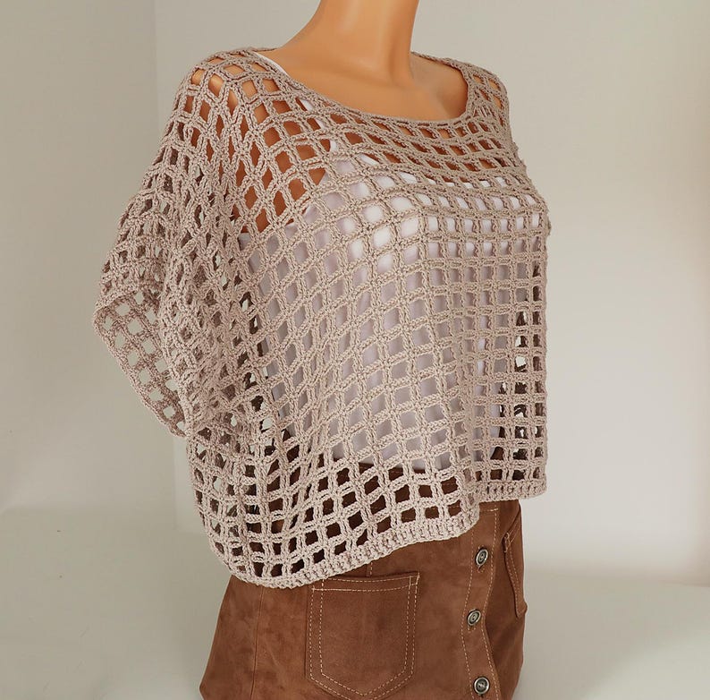 Crochet Pattern for Easy Shirt, Crop Top, Summer Sweater "Square Dance" - Languages: English / German