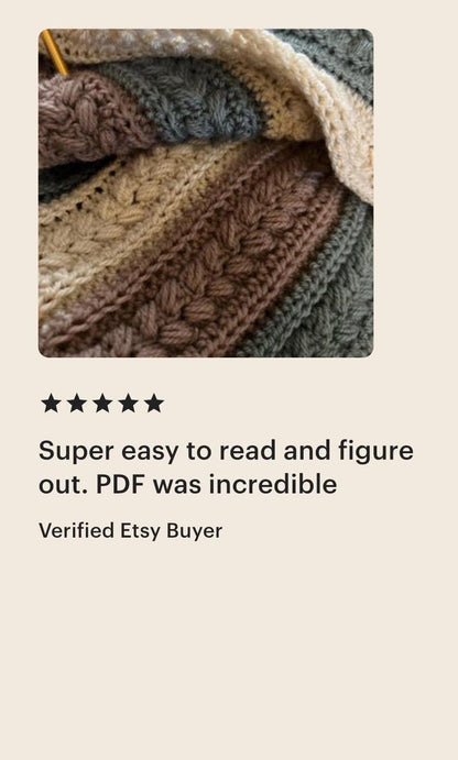 The Rustic Farmhouse Crochet Blanket Pattern, Easy Textured Afghan, US UK Terms (PDF Download) Detailed Picture Tutorial