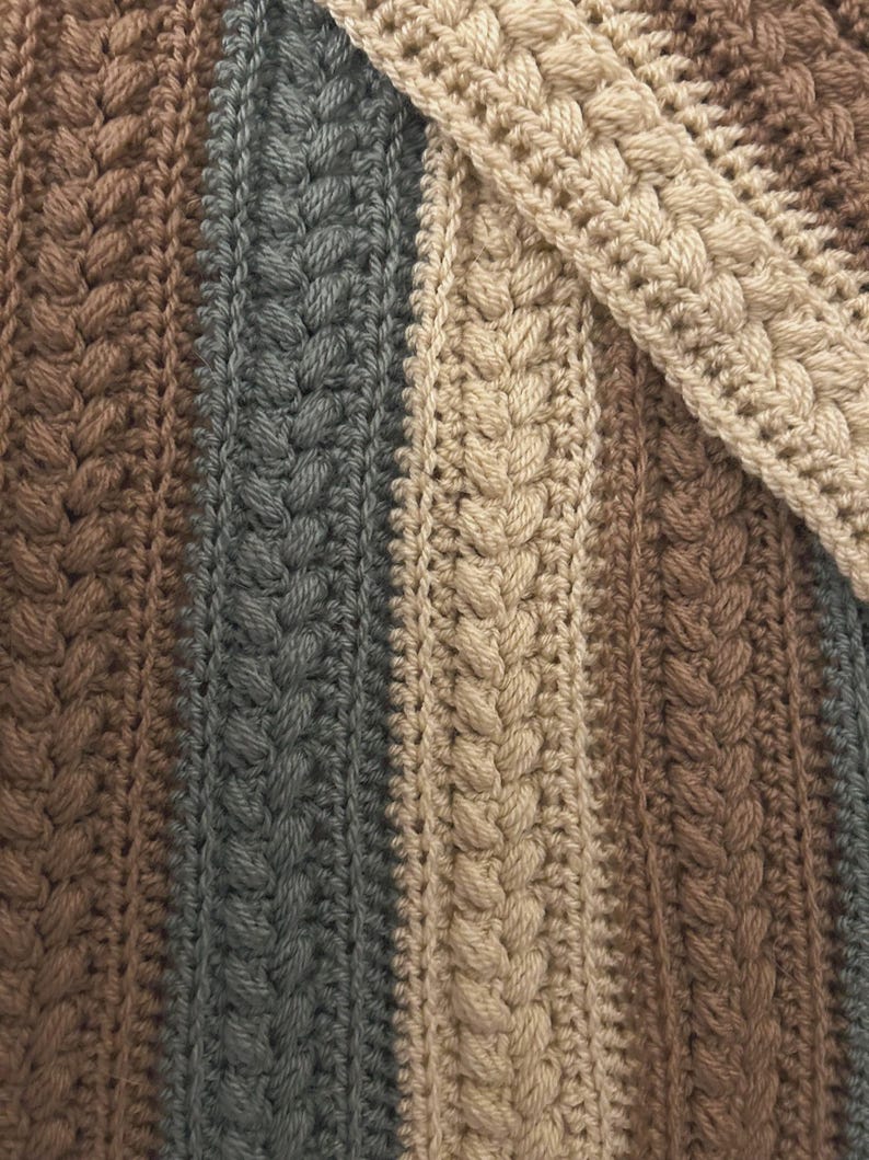 The Rustic Farmhouse Crochet Blanket Pattern, Easy Textured Afghan, US UK Terms (PDF Download) Detailed Picture Tutorial