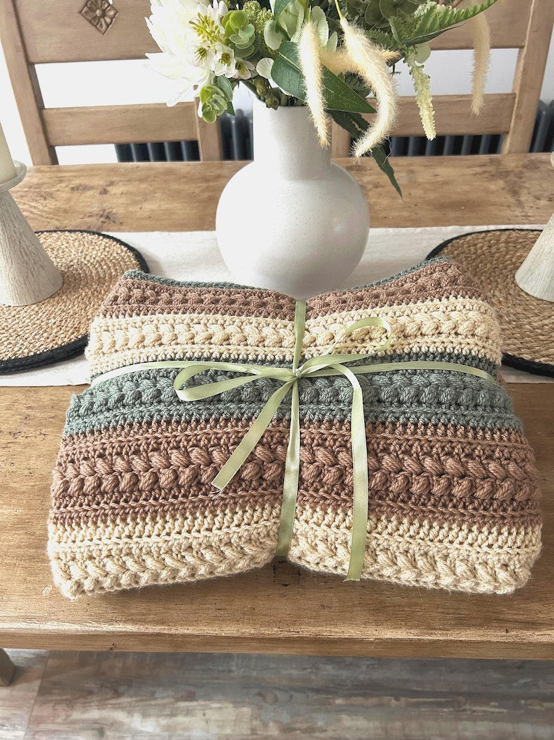 The Rustic Farmhouse Crochet Blanket Pattern, Easy Textured Afghan, US UK Terms (PDF Download) Detailed Picture Tutorial