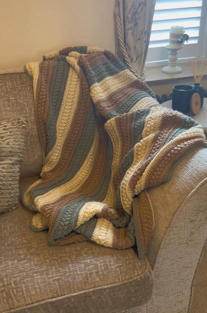 The Rustic Farmhouse Crochet Blanket Pattern, Easy Textured Afghan, US UK Terms (PDF Download) Detailed Picture Tutorial