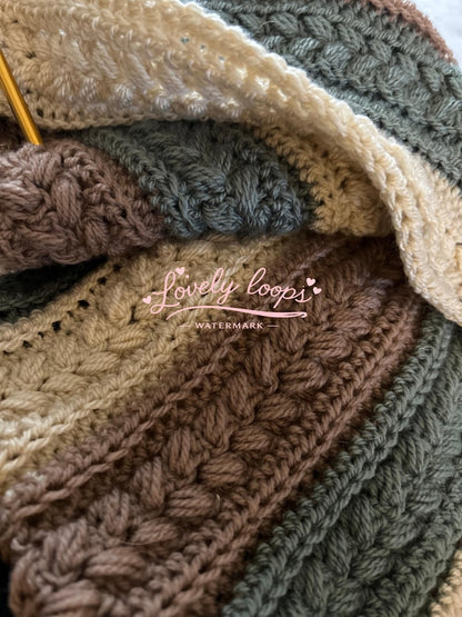 The Rustic Farmhouse Crochet Blanket Pattern, Easy Textured Afghan, US UK Terms (PDF Download) Detailed Picture Tutorial