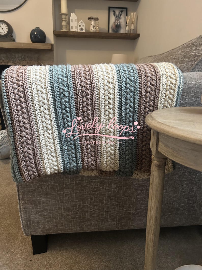 The Rustic Farmhouse Crochet Blanket Pattern, Easy Textured Afghan, US UK Terms (PDF Download) Detailed Picture Tutorial